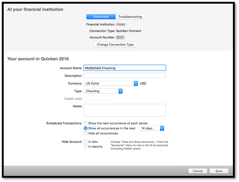 switch to another account quicken for mac 2017